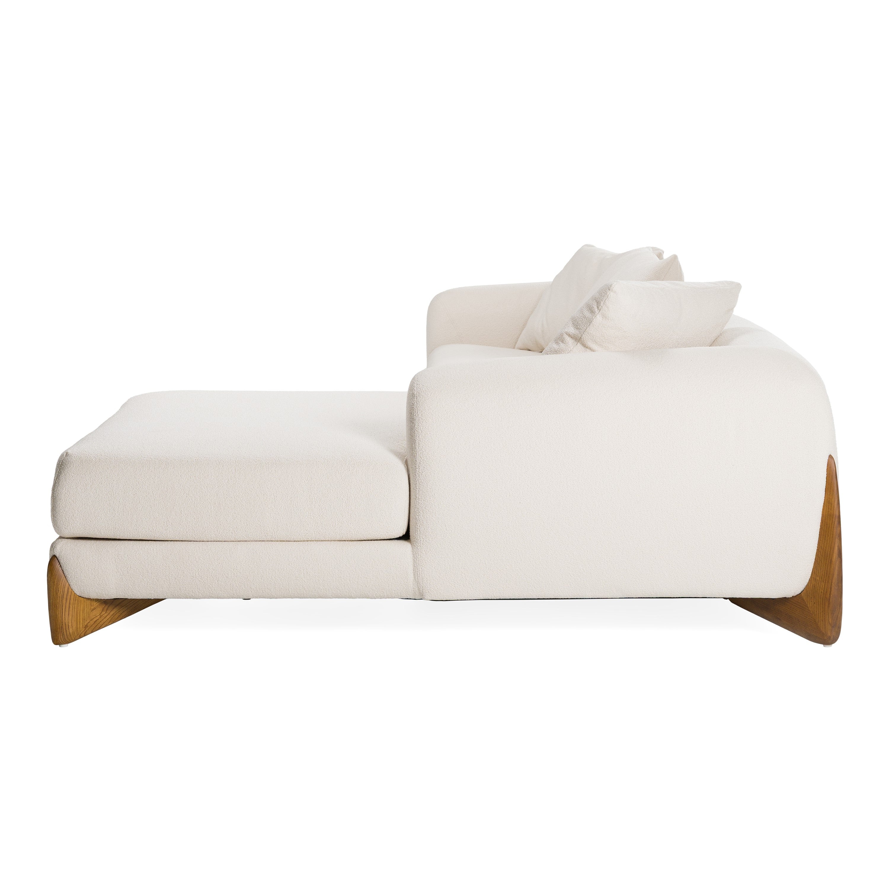 Fleury - Contemporary Cream Fabric and Walnut RAF Sectional Sofa - image 4