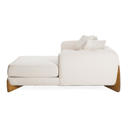 Fleury - Contemporary Cream Fabric and Walnut RAF Sectional Sofa - image 4