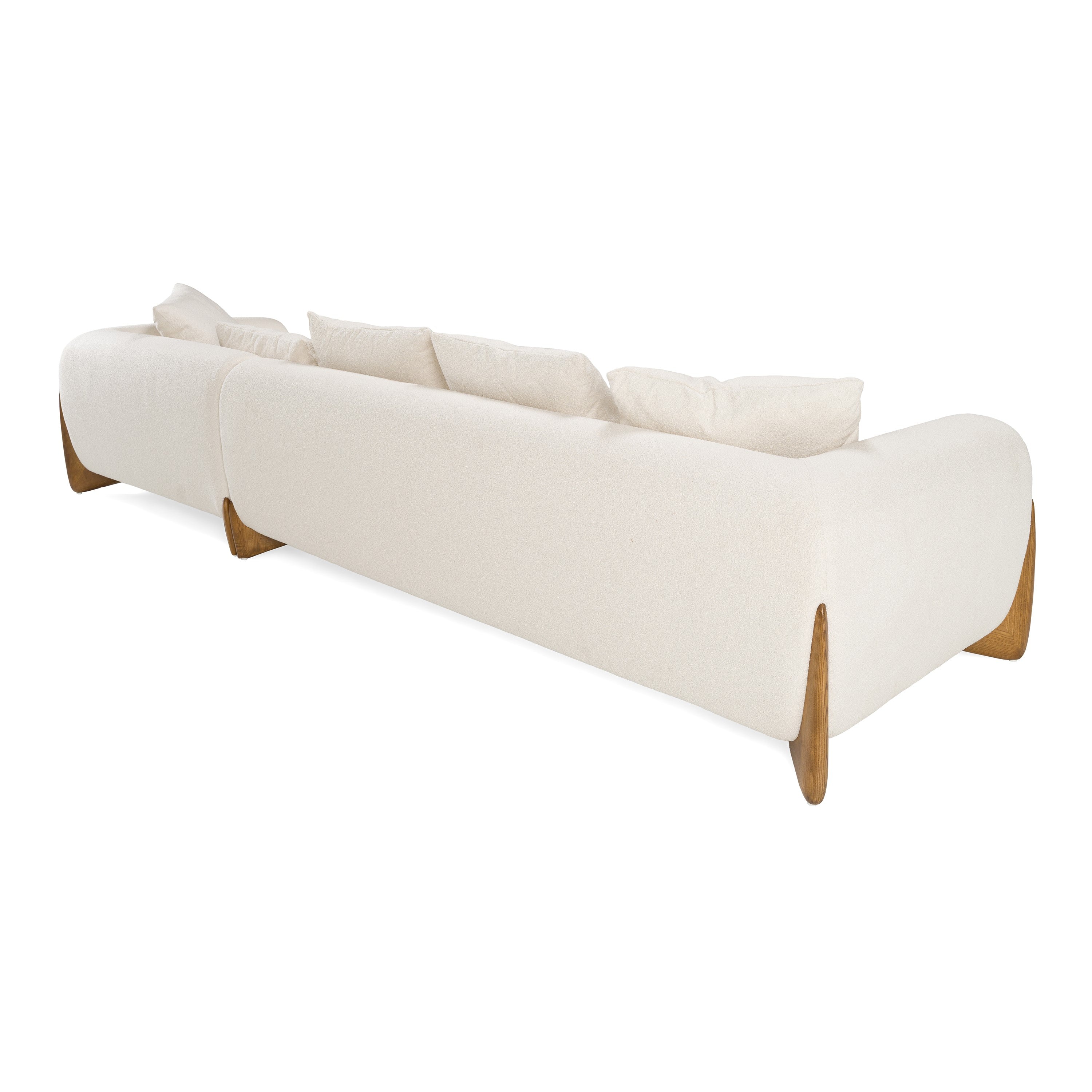 Fleury - Contemporary Cream Fabric and Walnut RAF Sectional Sofa - image 5
