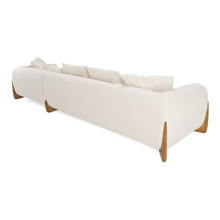 Fleury - Contemporary Cream Fabric and Walnut RAF Sectional Sofa - image 5