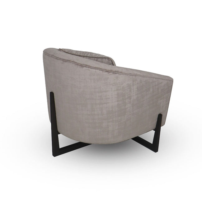 Forbis - Contemporary Light Grey Fabric + Brown Accent Chair