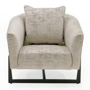 Forbis - Contemporary Light Grey Fabric + Brown Accent Chair - image 3