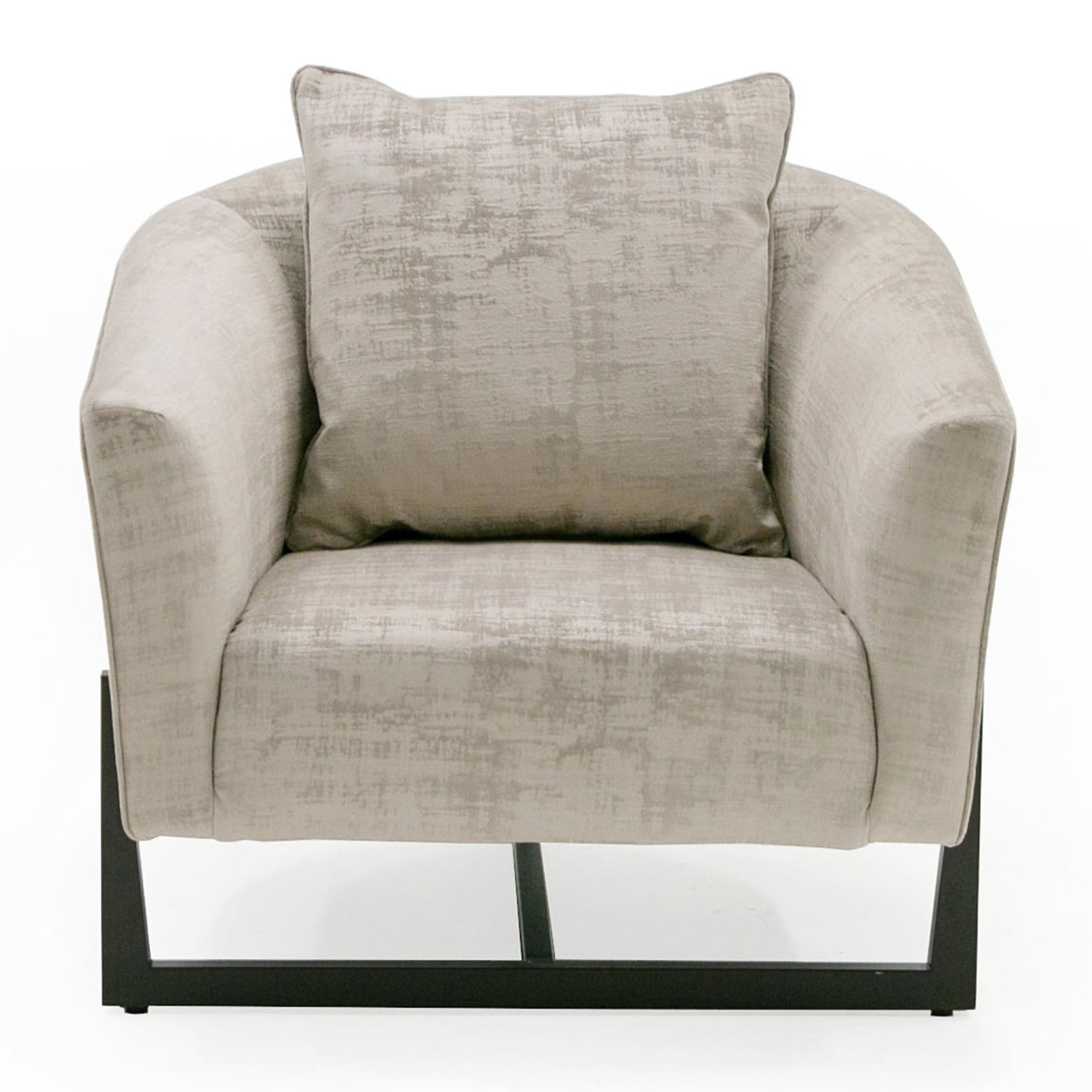 Forbis - Contemporary Light Grey Fabric + Brown Accent Chair - image 3