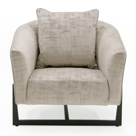 Forbis - Contemporary Light Grey Fabric + Brown Accent Chair - image 3