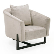 Forbis - Contemporary Light Grey Fabric + Brown Accent Chair - image 4