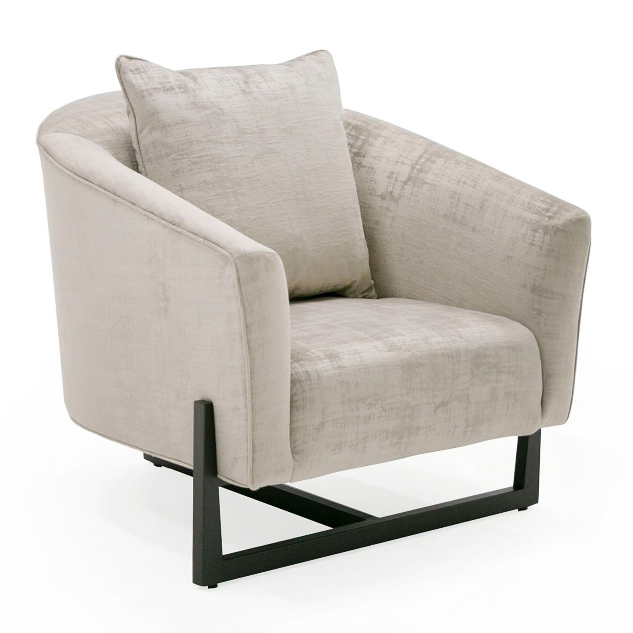 Forbis - Contemporary Light Grey Fabric + Brown Accent Chair - image 4