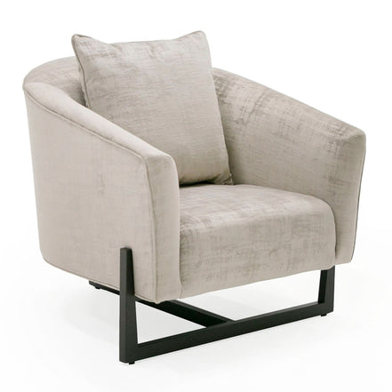 Forbis - Contemporary Light Grey Fabric + Brown Accent Chair - image 4