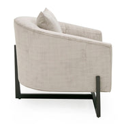 Forbis - Contemporary Light Grey Fabric + Brown Accent Chair - image 5