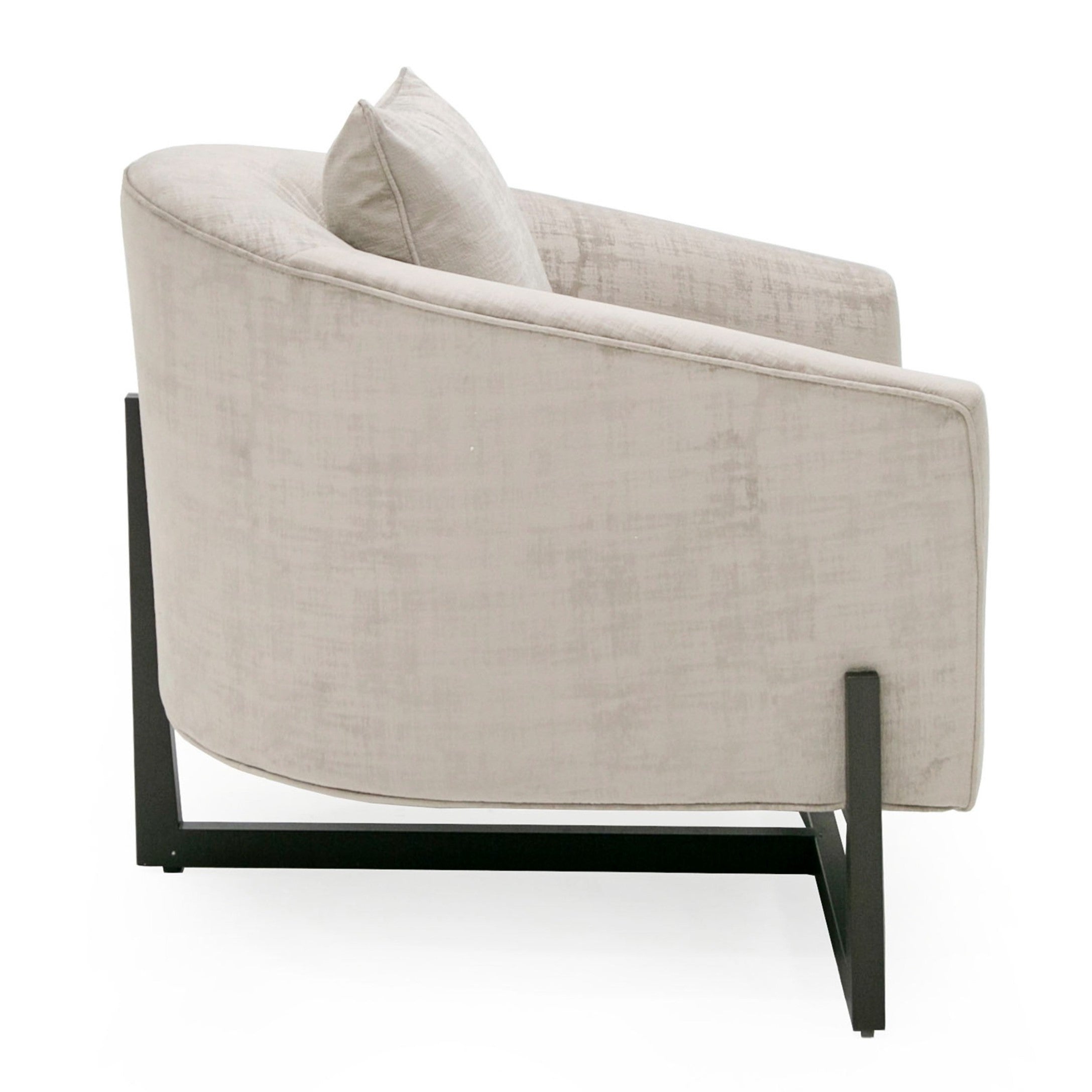 Forbis - Contemporary Light Grey Fabric + Brown Accent Chair - image 5