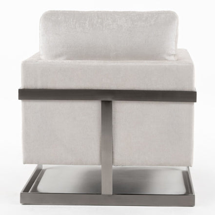 Prince - Contemporary Off White Fabric + Silver Accent Chair - image 5