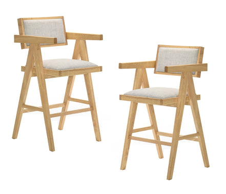 Fern - Modern Natural and Beige Counter Stool Set of 2 - image 3