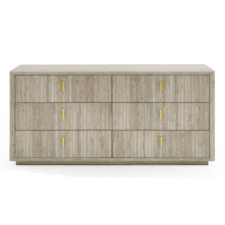 Roma - Modern Faux Travertine + Gold Dresser - image 5