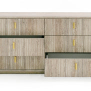 Roma - Modern Faux Travertine + Gold Dresser