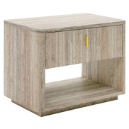 Roma - Modern Faux Travertine + Gold Nightstand - image 4