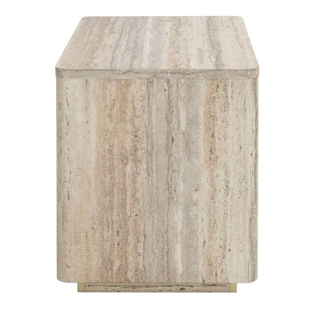 Roma - Modern Faux Travertine + Gold Nightstand - image 5