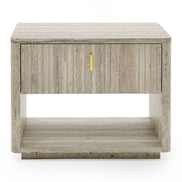 Roma - Modern Faux Travertine + Gold Nightstand - image 3