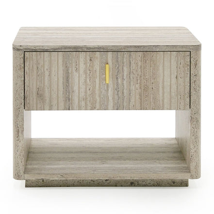 Roma - Modern Faux Travertine + Gold Nightstand - image 3