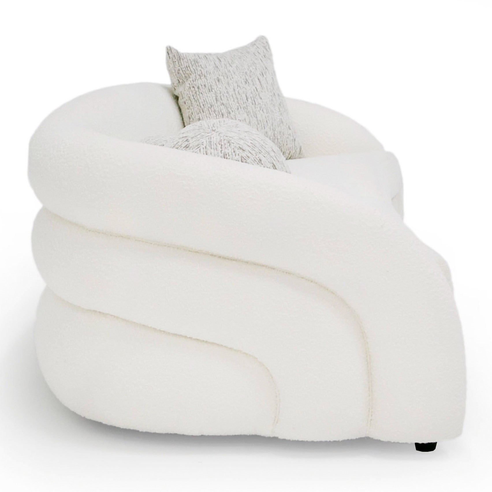 Joshua Modern 4-Seater Curved White and Taupe Fabric Sofa - image 2