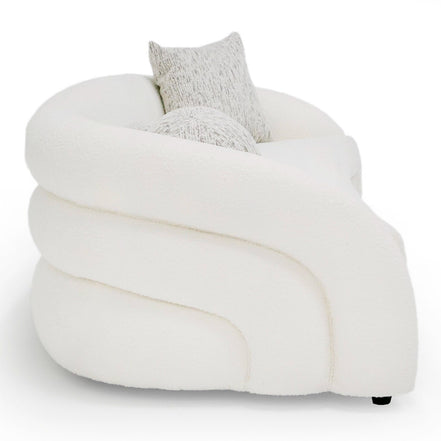 Joshua Modern 4-Seater Curved White and Taupe Fabric Sofa - image 2