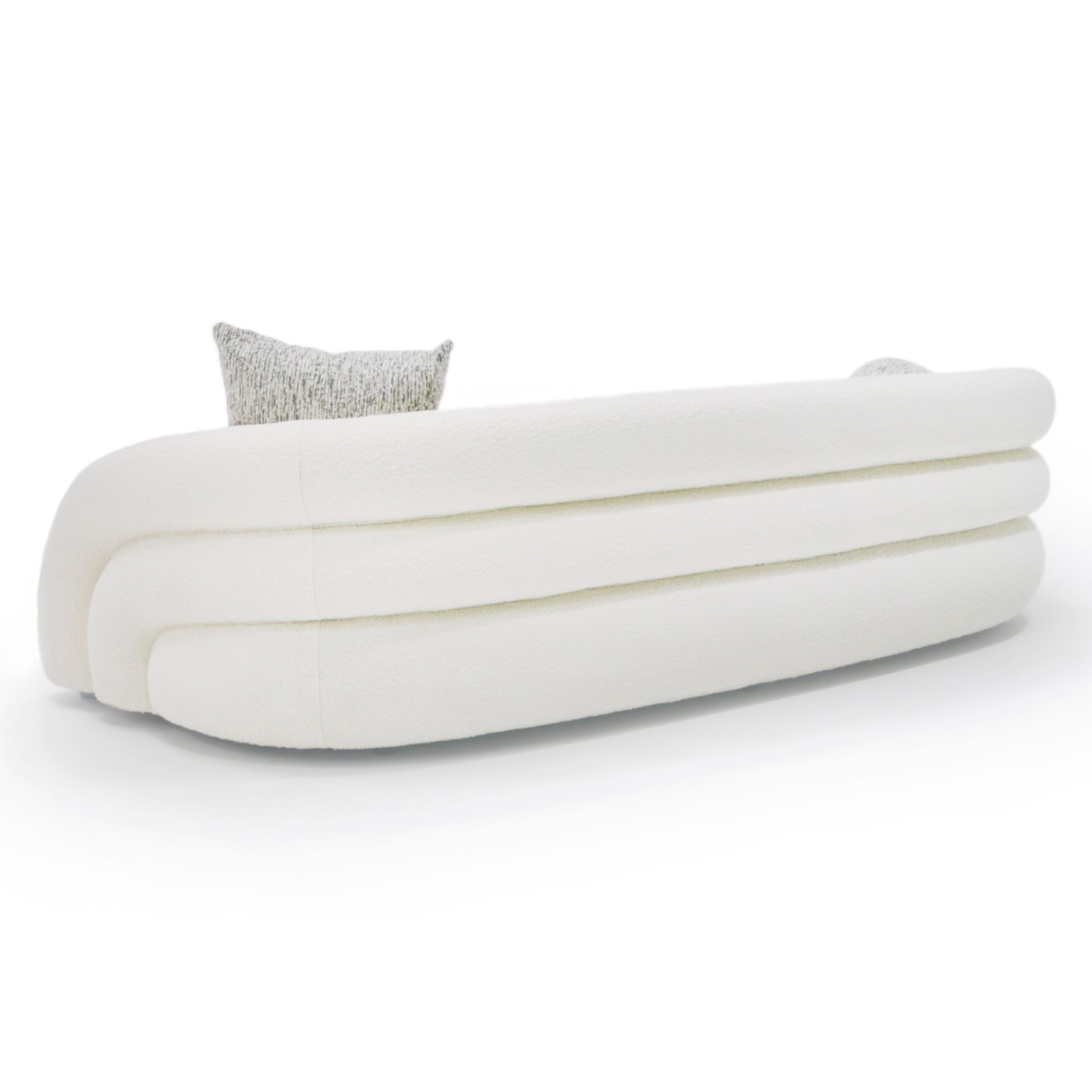 Joshua Modern 4-Seater Curved White and Taupe Fabric Sofa - image 3