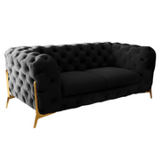 Quincey - Transitional Black Velvet Loveseat - image 2