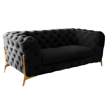 Quincey - Transitional Black Velvet Loveseat - image 2