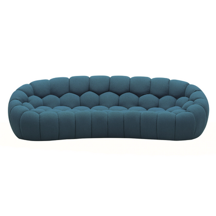 Yolonda - Modern Curved Dark Teal Fabric Sofa - image 5