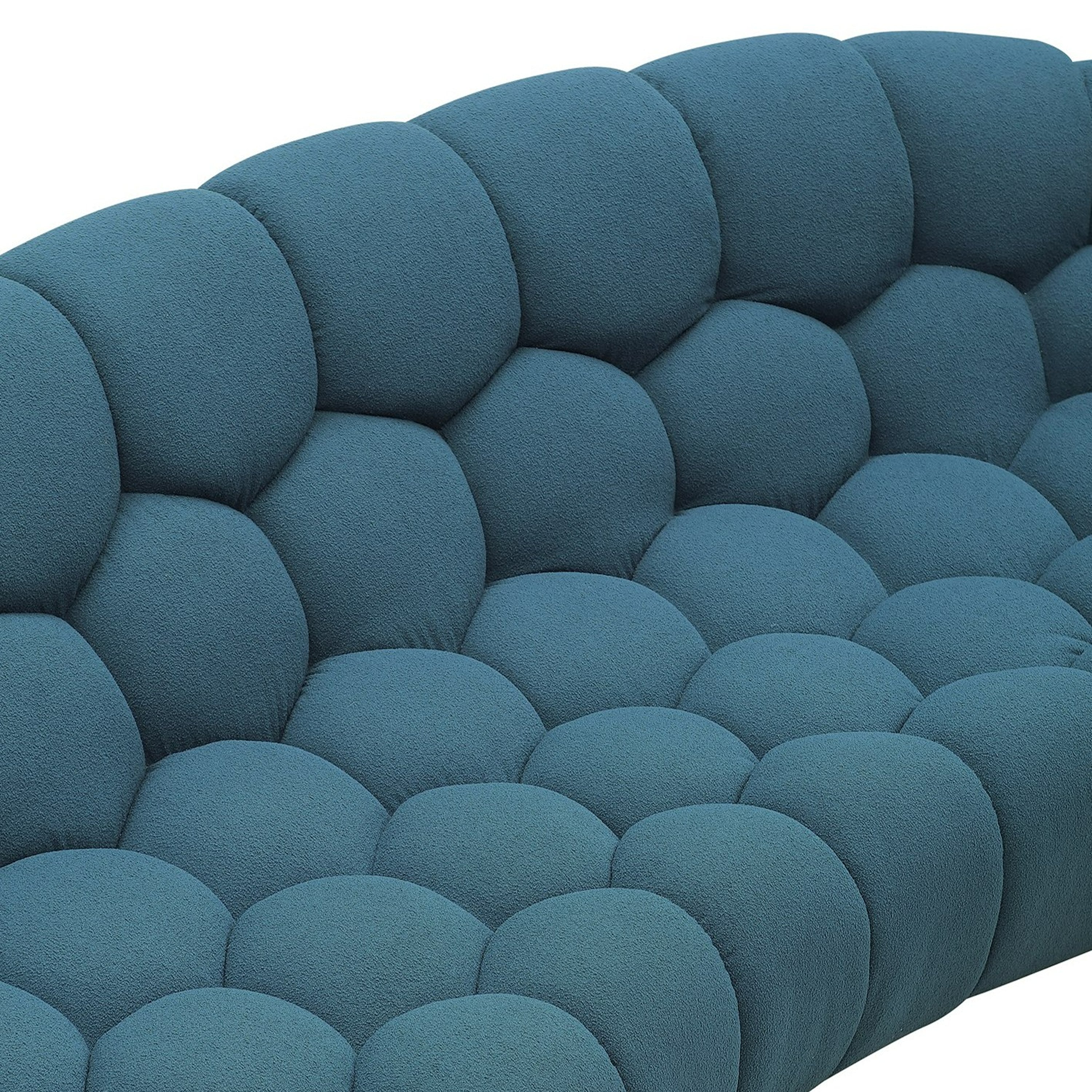 Yolonda - Modern Curved Dark Teal Fabric Sofa - image 3