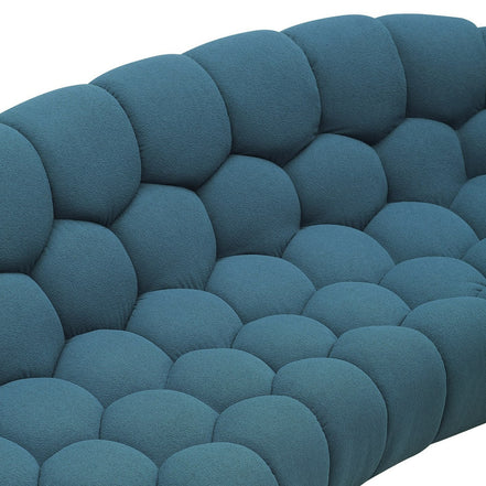 Yolonda - Modern Curved Dark Teal Fabric Sofa - image 3