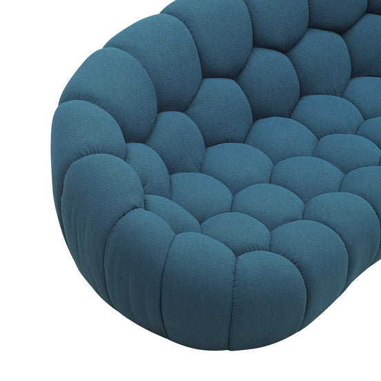 Yolonda - Modern Curved Dark Teal Fabric Sofa - image 2
