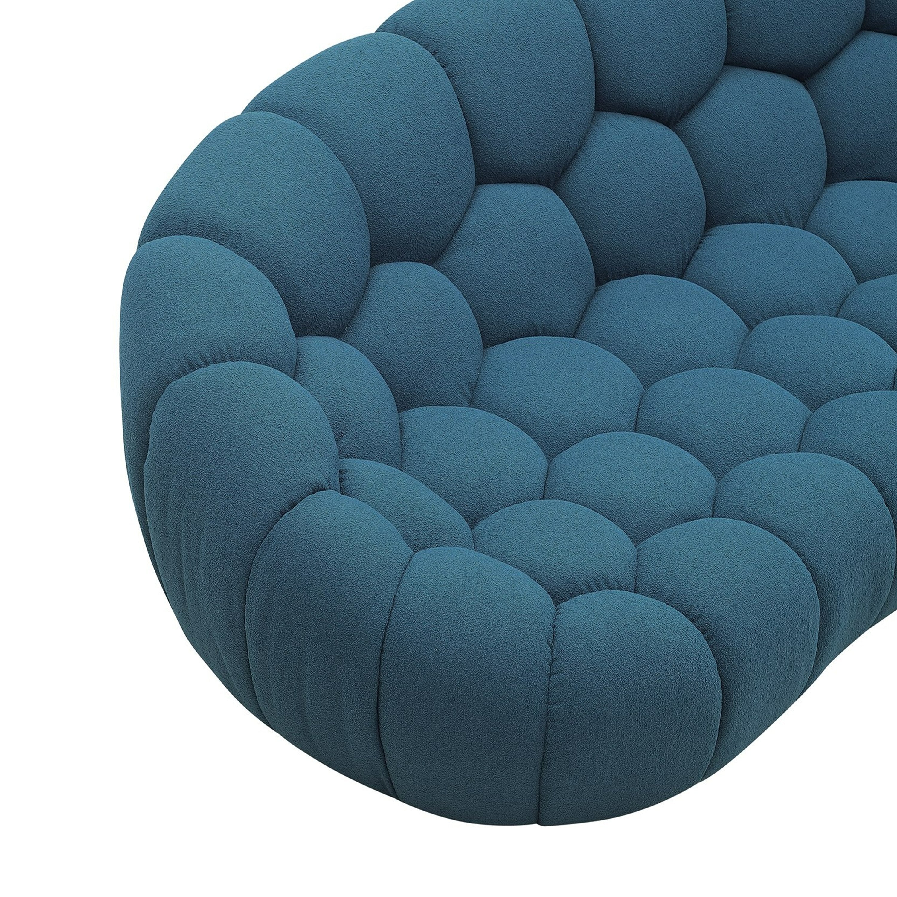 Yolonda - Modern Curved Dark Teal Fabric Loveseat - image 2