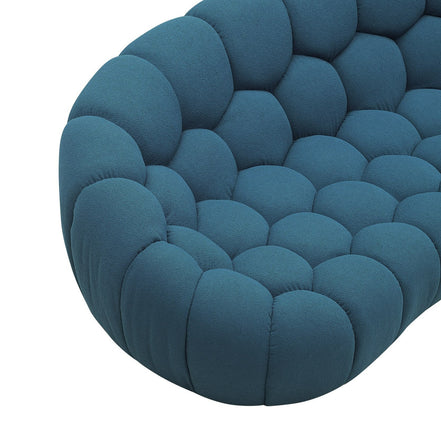 Yolonda - Modern Curved Dark Teal Fabric Loveseat - image 2