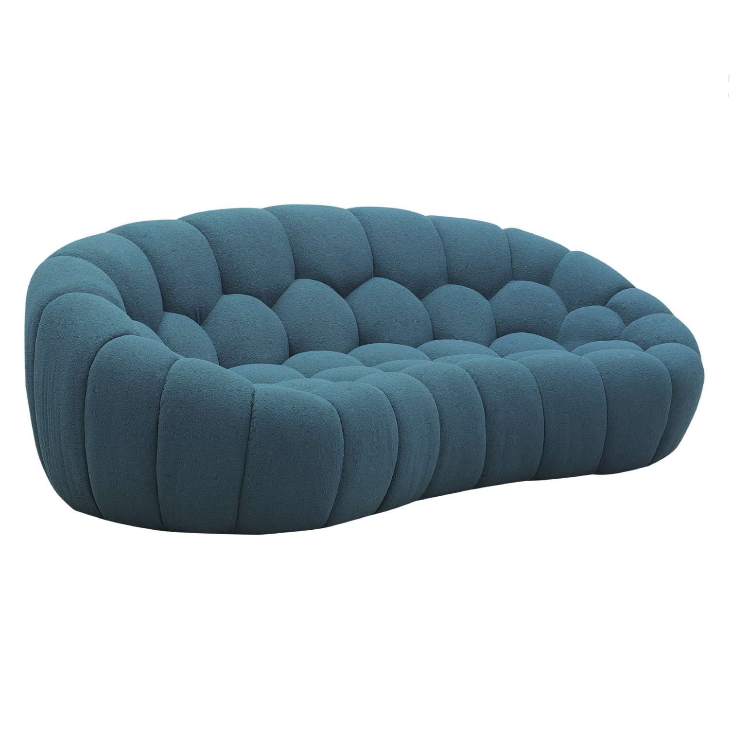 Yolonda - Modern Curved Dark Teal Fabric Loveseat - image 5