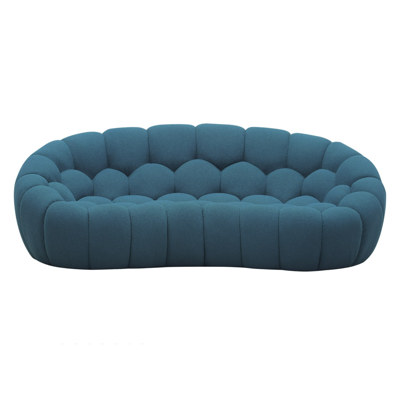 Yolonda - Modern Curved Dark Teal Fabric Loveseat - image 4