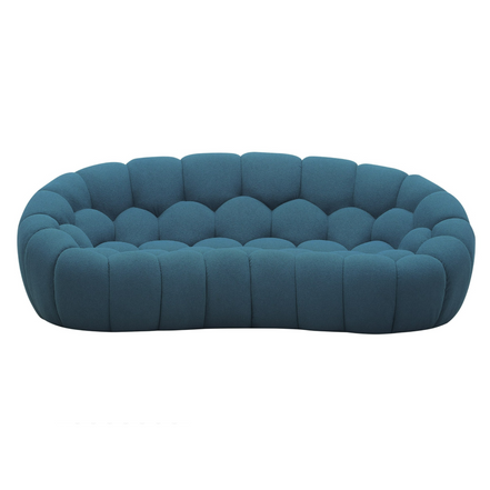 Yolonda - Modern Curved Dark Teal Fabric Loveseat - image 4