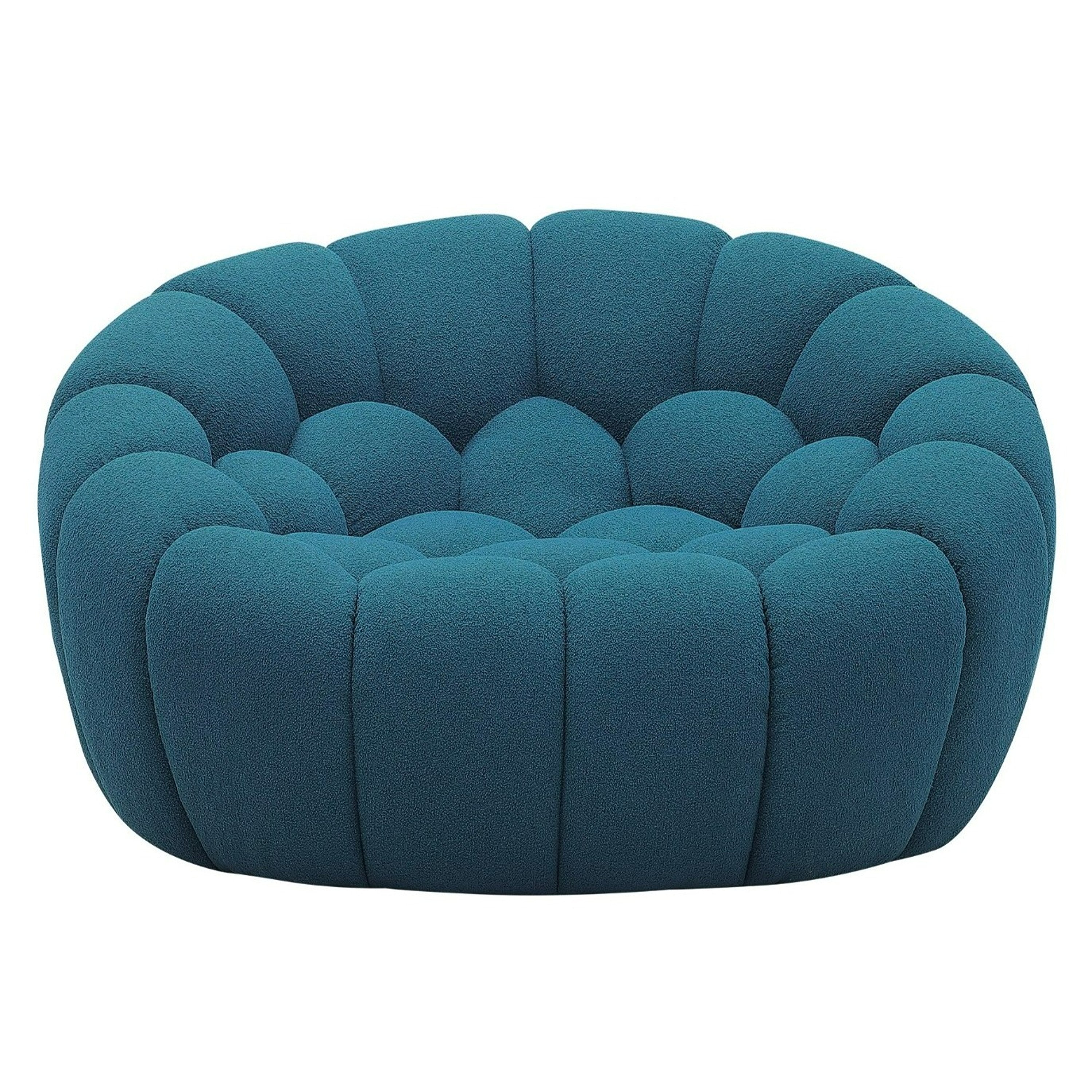 Yolonda - Modern Curved Dark Teal Fabric Chair - image 3
