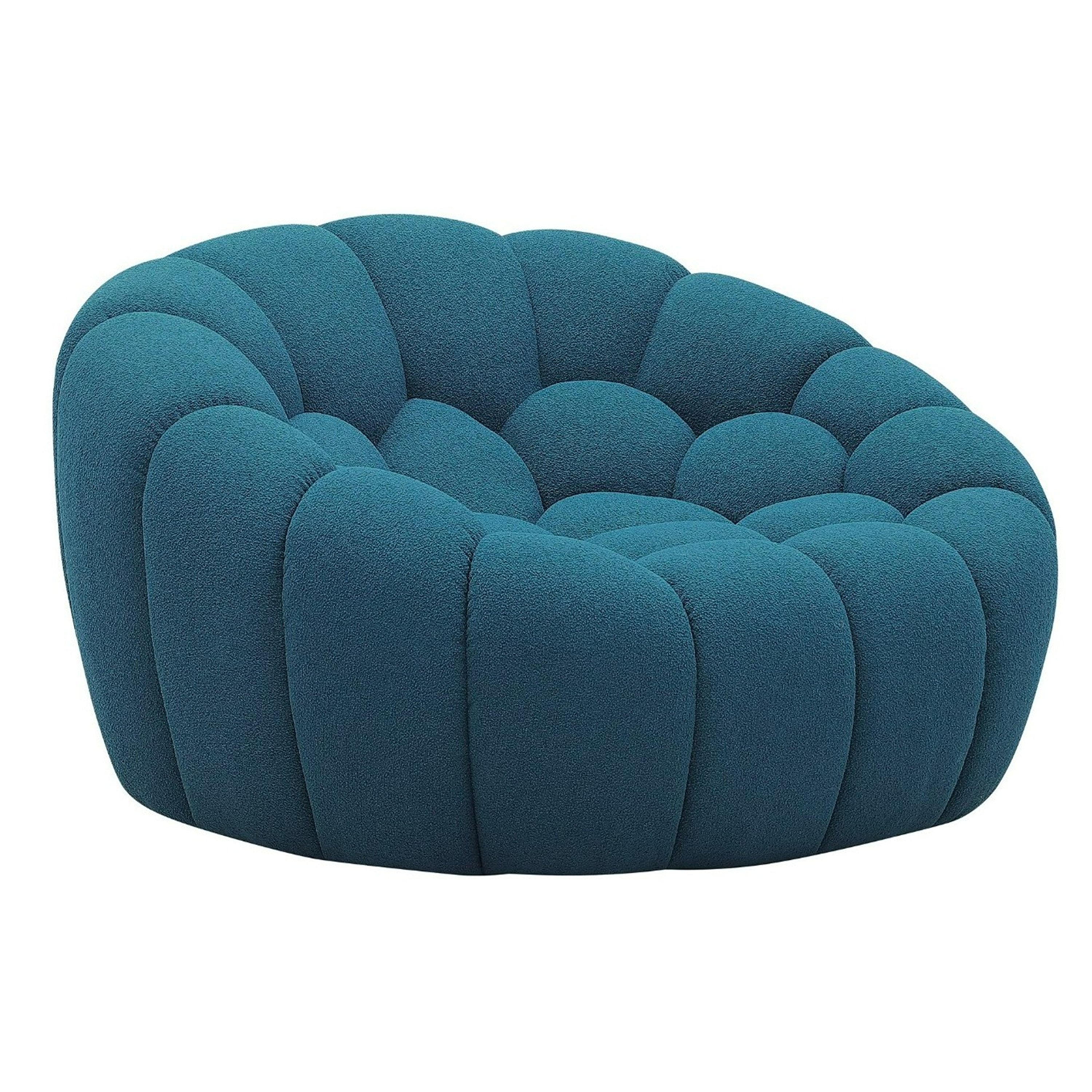 Yolonda - Modern Curved Dark Teal Fabric Chair - image 2