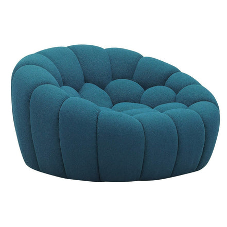 Yolonda - Modern Curved Dark Teal Fabric Chair - image 2