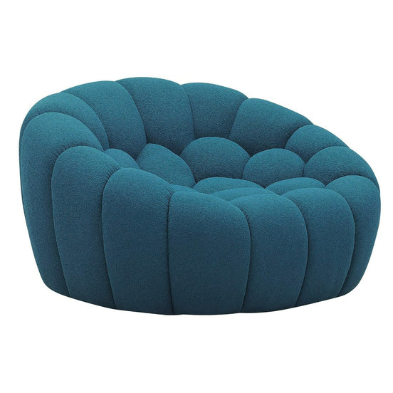 Yolonda - Modern Curved Dark Teal Fabric Chair - image 2