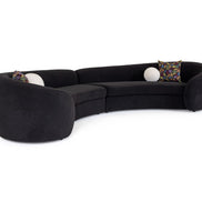 Kilmer Modern Black Curved Fabric Sectional Sofa - image 3