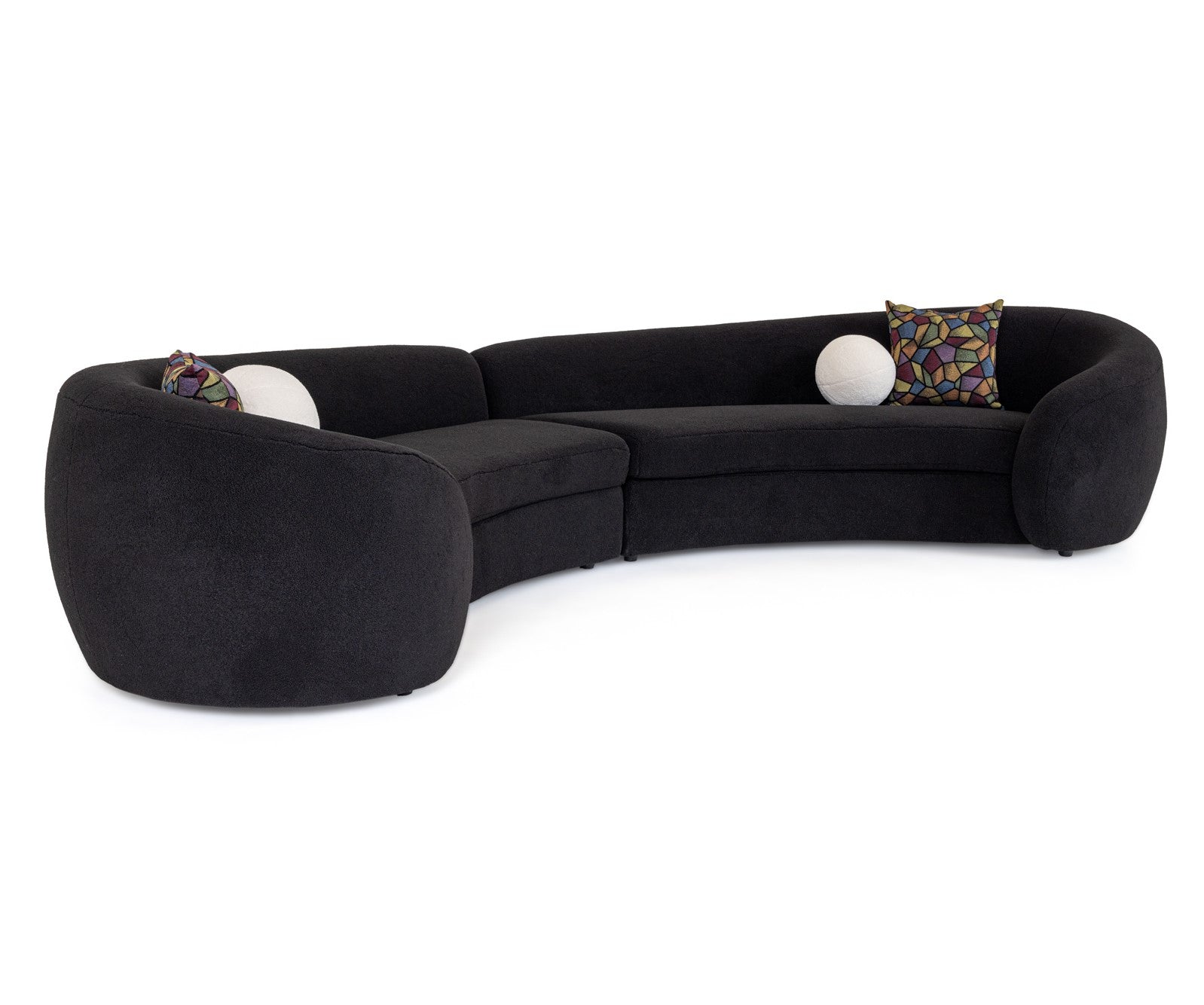 Kilmer Modern Black Curved Fabric Sectional Sofa - image 3