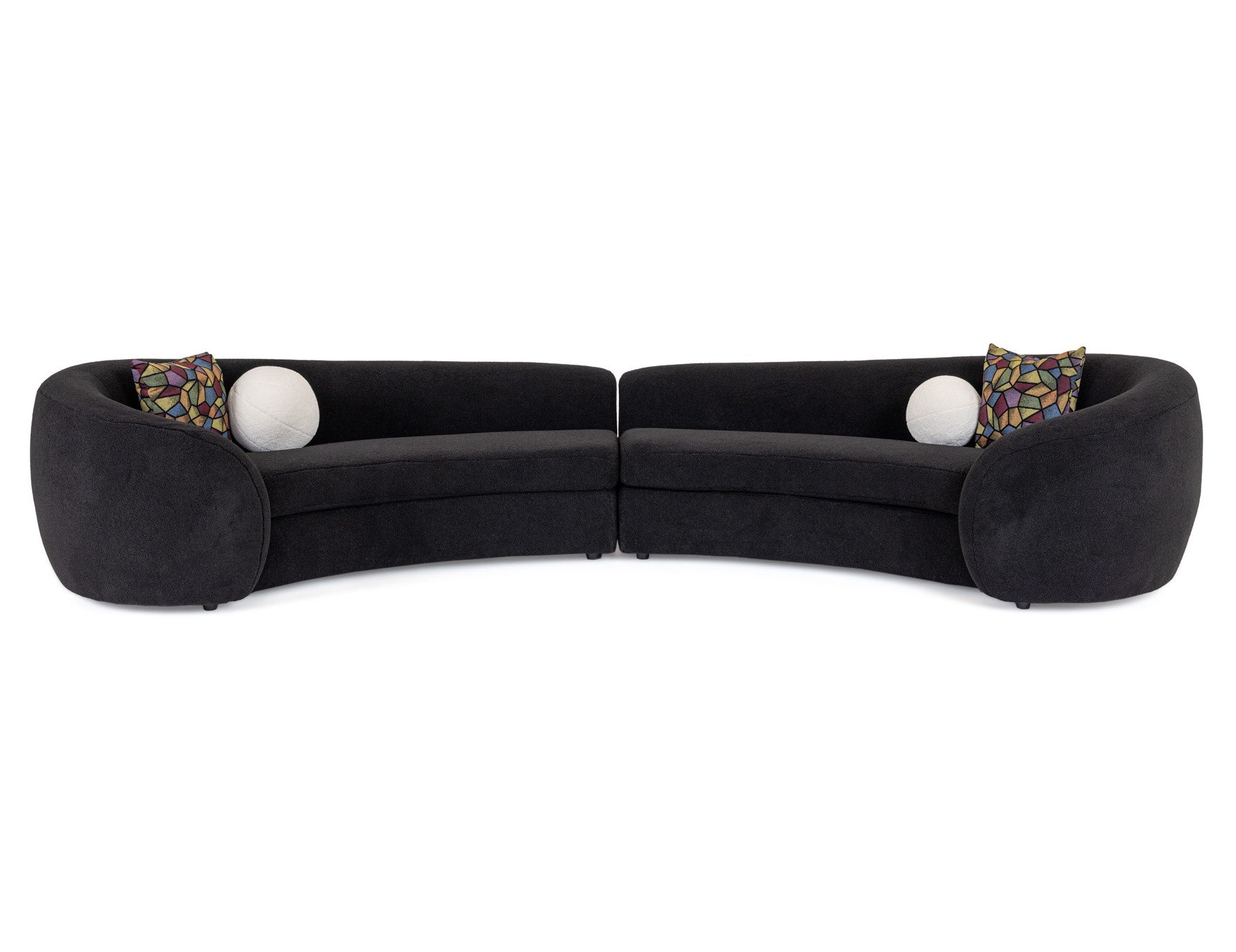 Kilmer Modern Black Curved Fabric Sectional Sofa - image 2