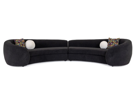 Kilmer Modern Black Curved Fabric Sectional Sofa - image 2