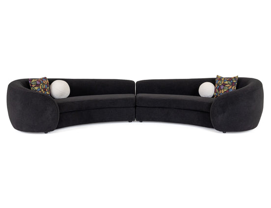 Kilmer Modern Black Curved Fabric Sectional Sofa - image 2