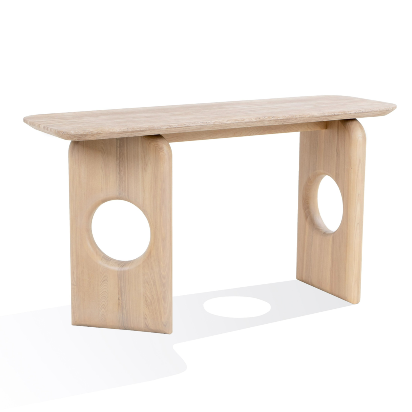 Osaka - Modern Faux Marble + Natural Ash Console Table - image 3