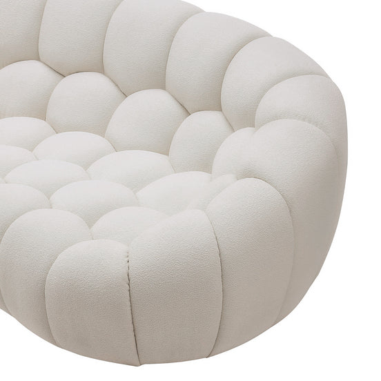 Yolonda - Modern Curved Off-White Fabric Loveseat - image 2