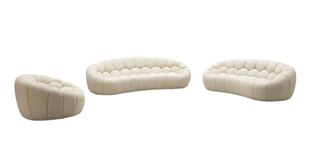 Yolonda - Modern Curved Off-White Fabric Sofa Set - image 3