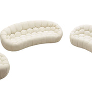 Yolonda - Modern Curved Off-White Fabric Sofa Set - image 2
