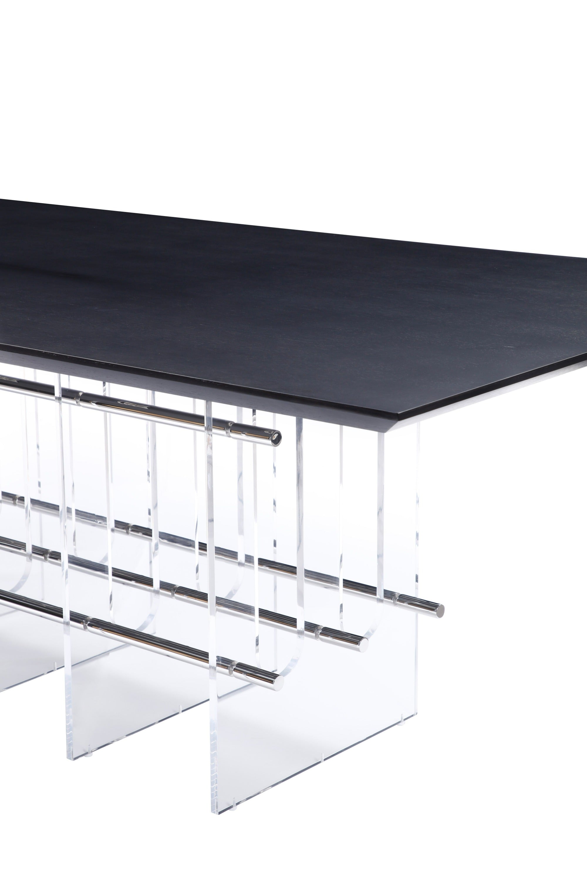 Inverness - Contemporary Black Oak + Acrylic Dining Table - image 3