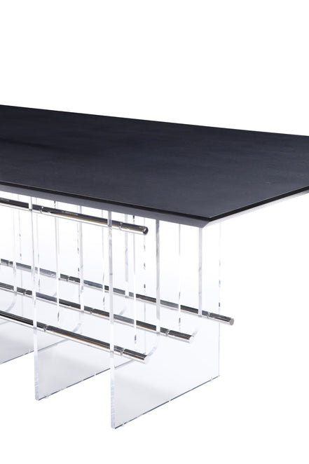 Inverness - Contemporary Black Oak + Acrylic Dining Table - image 3